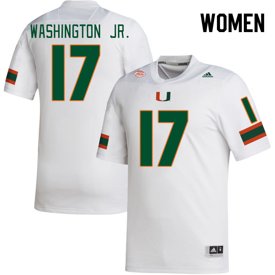 Women #17 Bobby Washington Jr. Miami Hurricanes College Football Jerseys Stitched-White